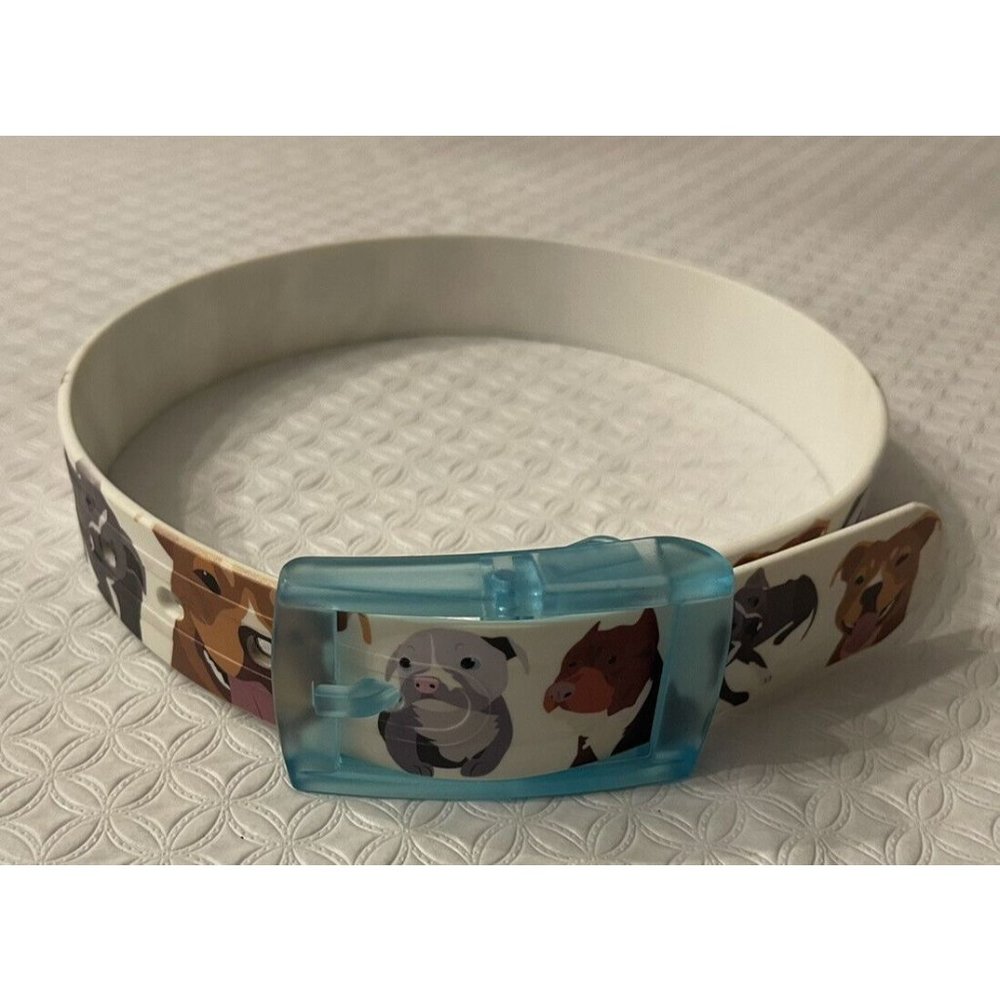 C4  Pitbull Classic Belt Aqua Buckle Fashion For Dog Lovers Fits 22” - 25”